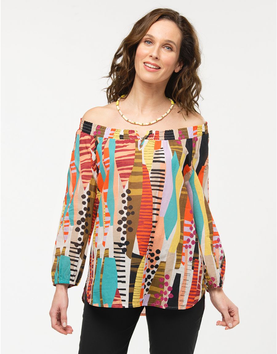 Blouse coton orange