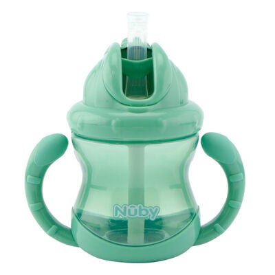Nuby Twin Handle Flip It Kopp 240 ml +12 m, Grønn