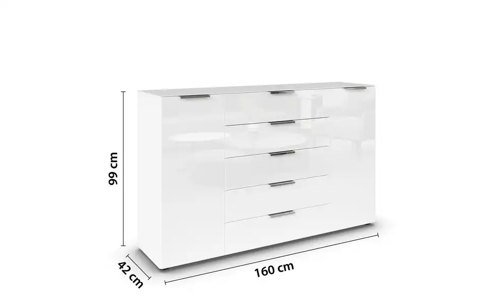Sideboard verchromt 160 cm Weiß