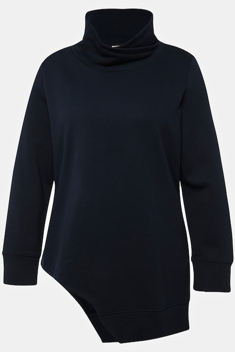 Long-Sweatshirt, Cut-Out, Stehkragen, Langarm, Biobaumwolle