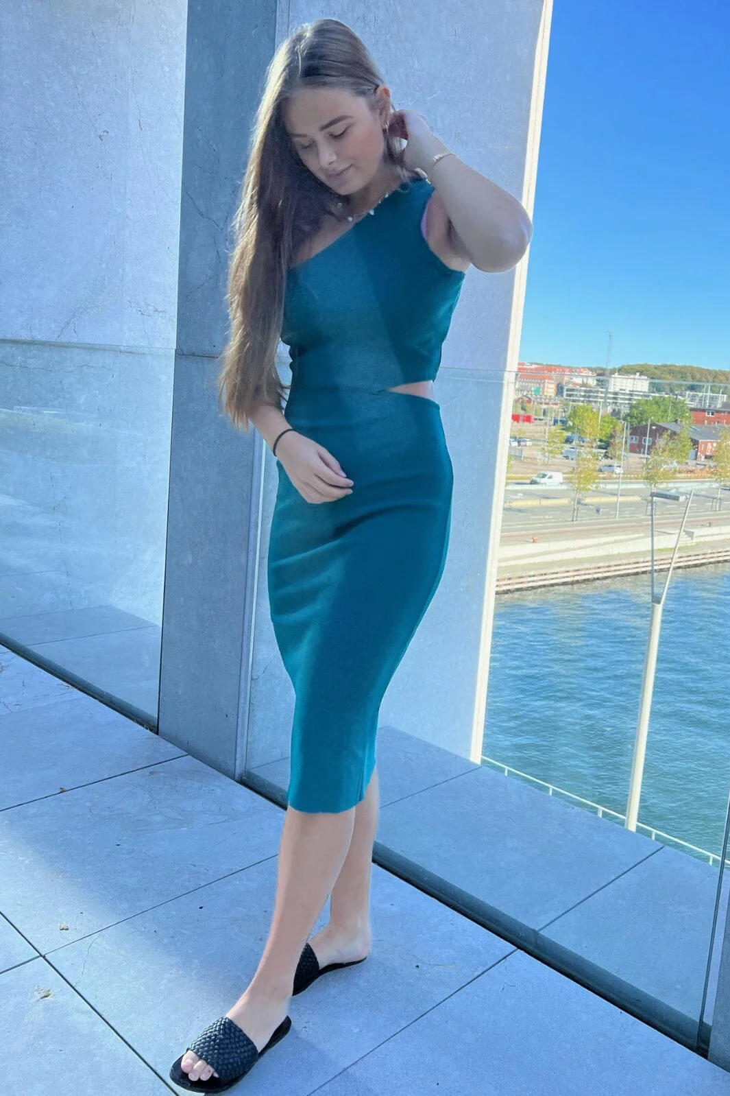 Y.A.S Yasrachel One Shoulder Midi Knit Dress S