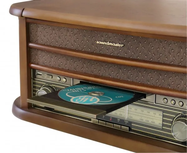 Soundmaster NR560, Træ, 33,45,78 rpm, FM, MW, CD, CD-R, CD-RW, 3,5 mm, 10 W