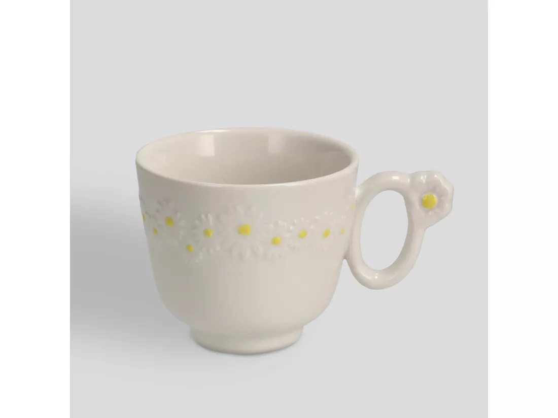 Tasse moyenne Daisy porcelaine blanche 9x11x15