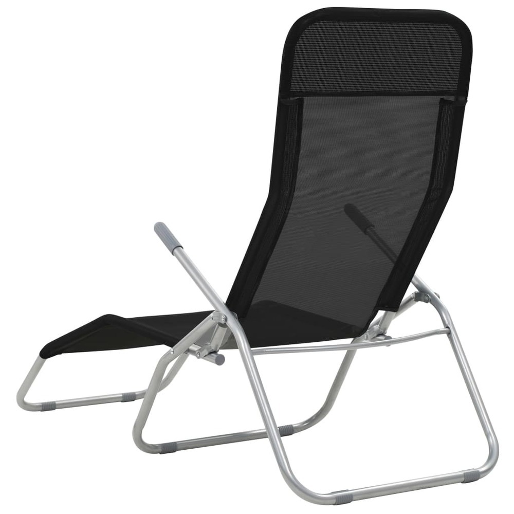 Chaises longues transat pliables 2 pices textilène noir