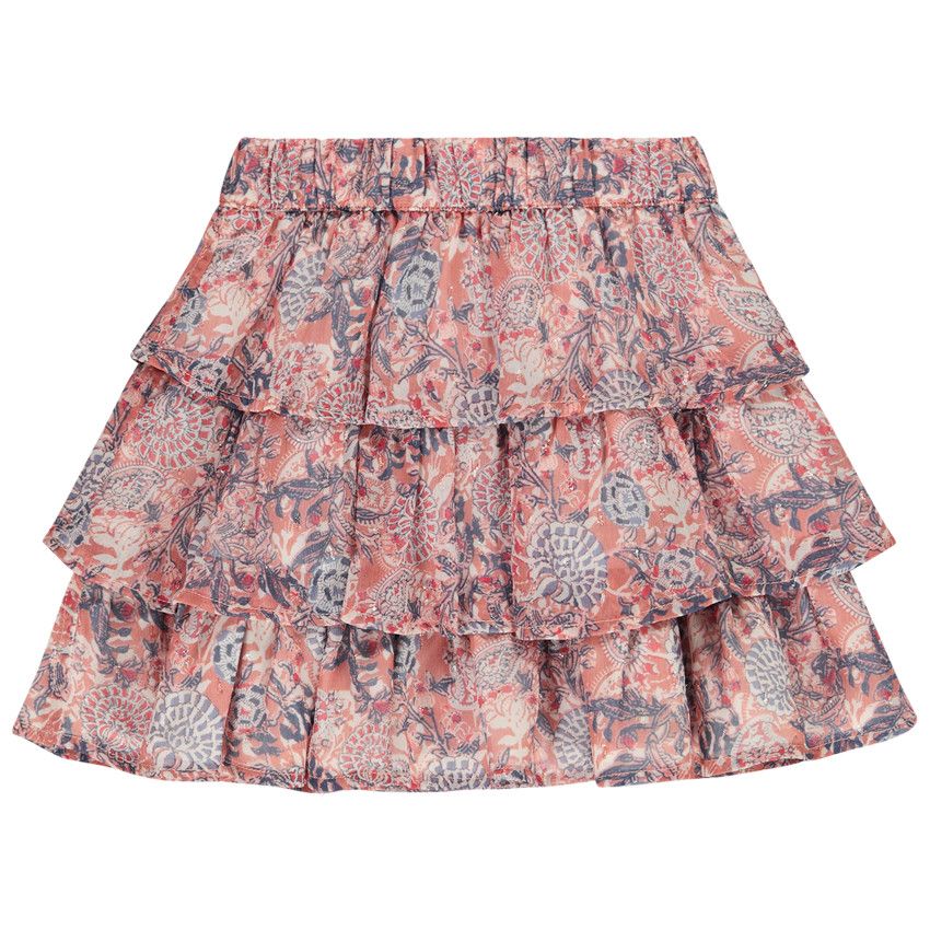 Jupe volantée imprimé cachemire avec lurex pour fille - Multicolore