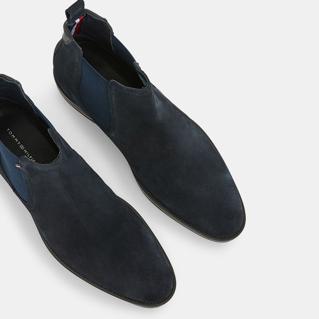 Tommy Hilfiger Chelsea boots en Velours de Cuir Signature bleu marine