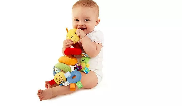 (50cm) Baby Spielzeug Mobile Spiral Raupe zum aufhängen für Babysafe / Bett / Kinderwagen - Bunt