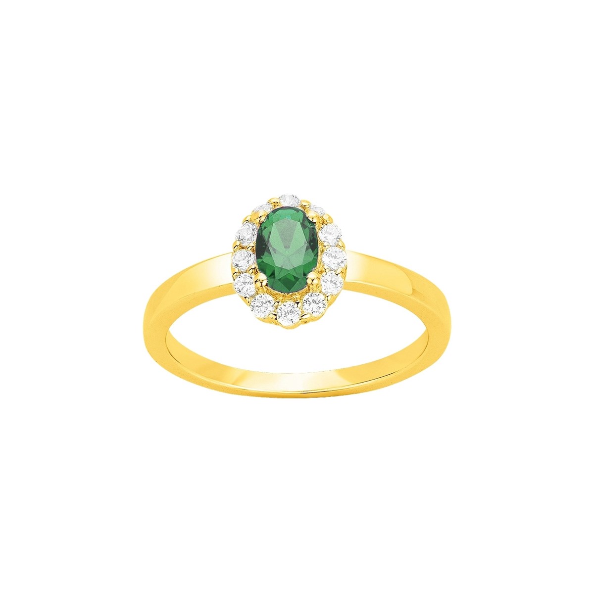 Bague en Plaqué Or avec oxyde de zirconium vert emeraude