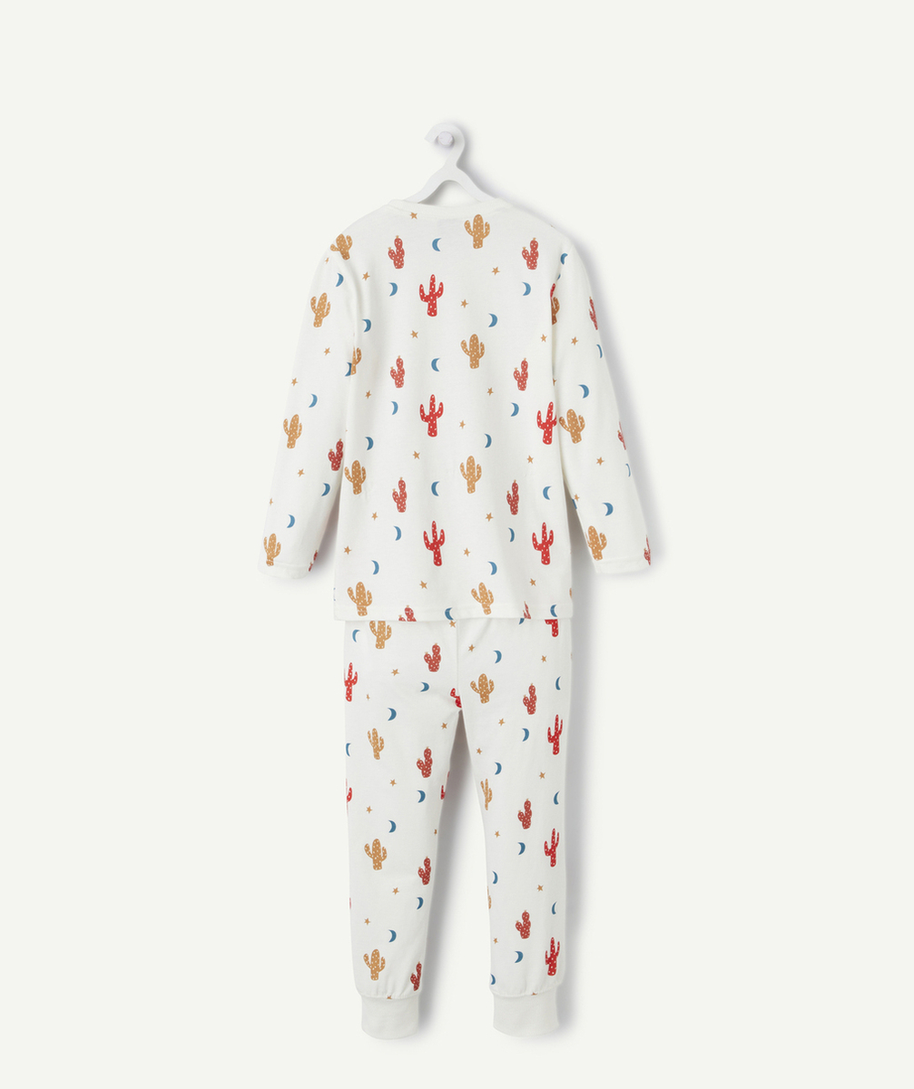 PYJAMA GARÇON EN COTON BIO ÉCRU AVEC IMPRIMÉ CACTUS ET LUNE COLORÉ