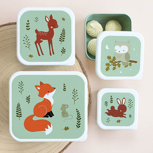A little lovely company lunchbox set - forest friends - sage - 4st