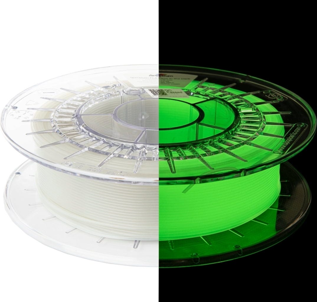 Spectrum  PET-G Glow in the Dark Yellow-Green, 1,75 mm / 500 g    Filament mit starkem Lichtwiedergabeeffekt