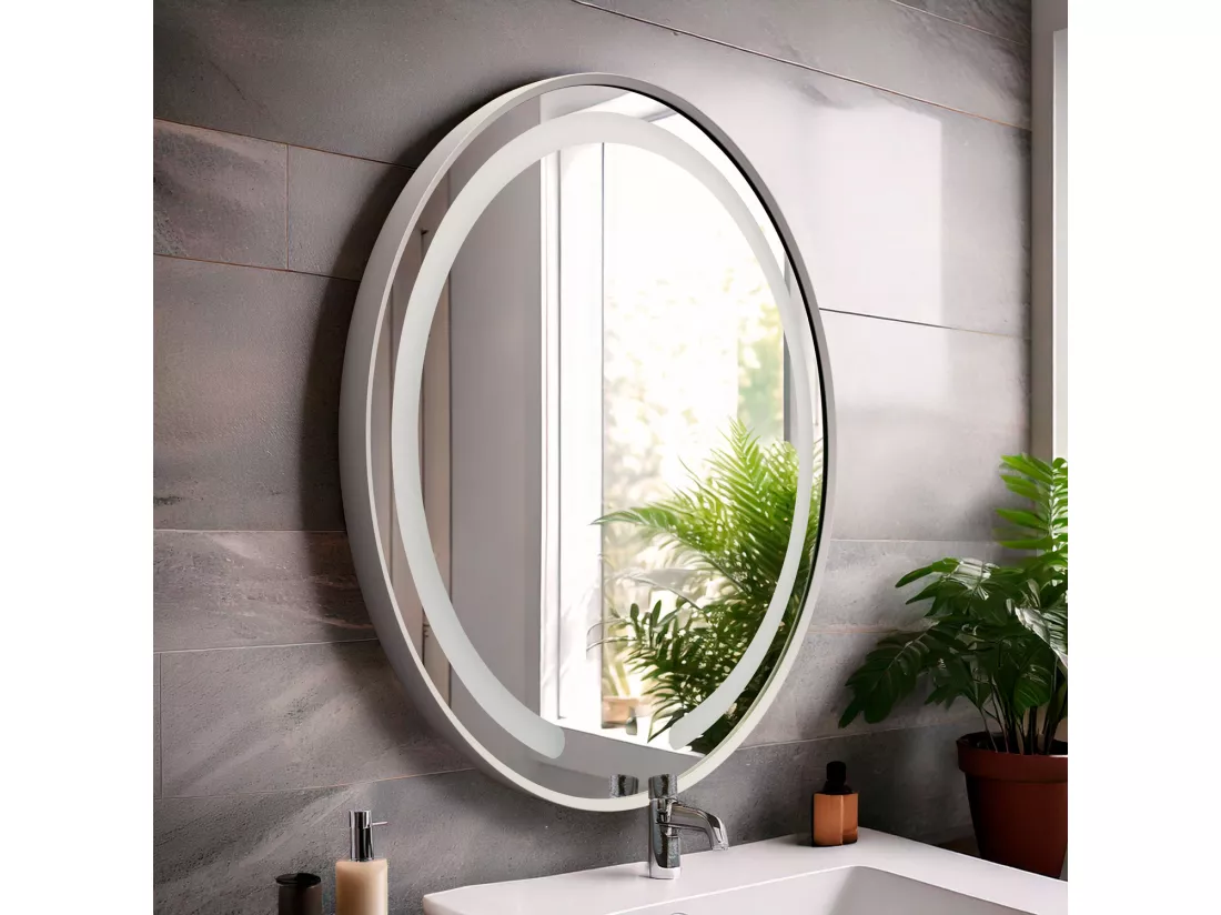 Miroir Salle de Bain avec Éclairage LED Anti-buée Ø60 cm Nour Sélectionnable (chaud-neutre-froid)
