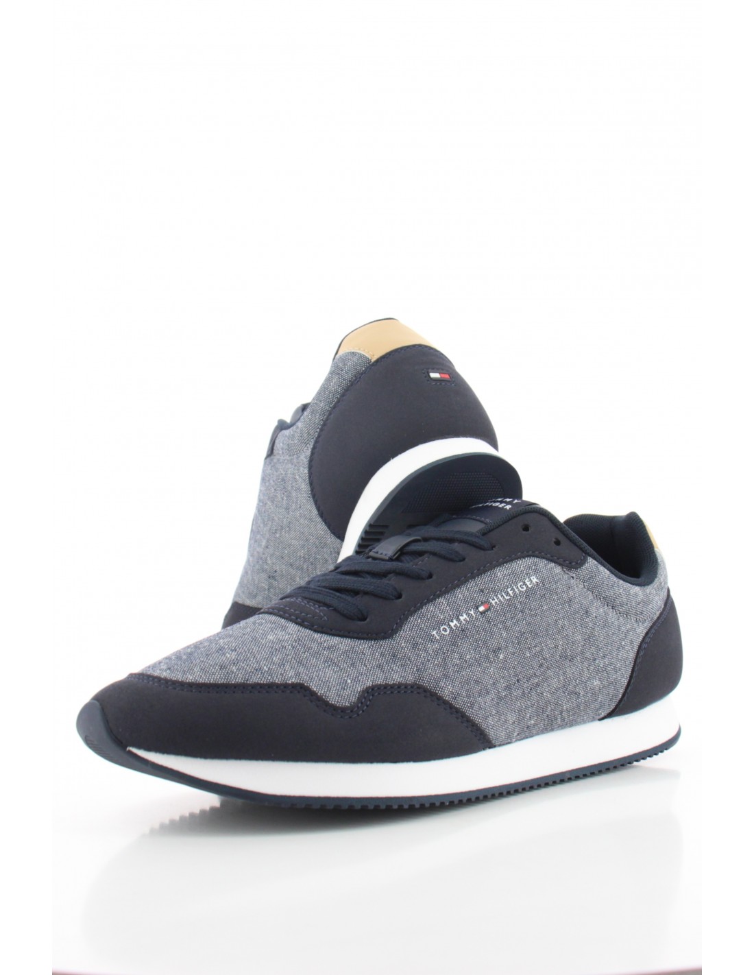 tommy hilfiger Baskets De Ville Homme Runner Mix Chambr Gris/Noir