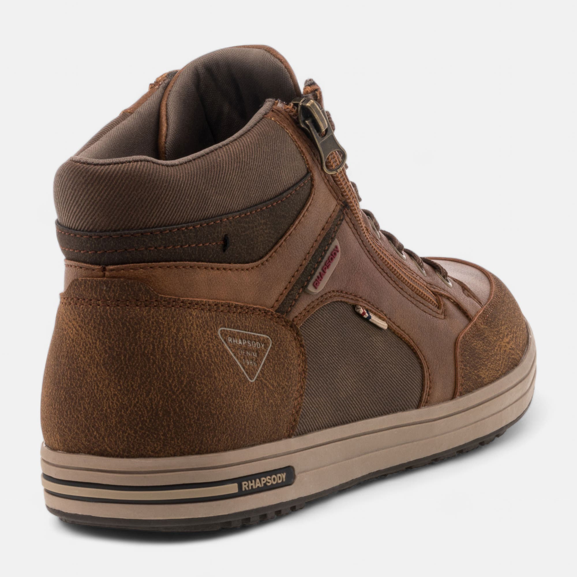 Baskets hautes Homme cognac