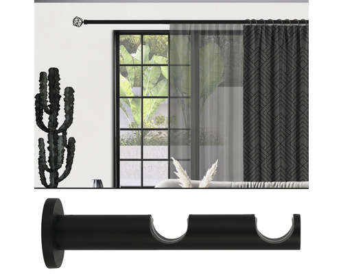 Dubbele wandbeugel voor Premium Black Line, zwart, Ø 20/28 mm, 17,5 cm lang, 1 st.