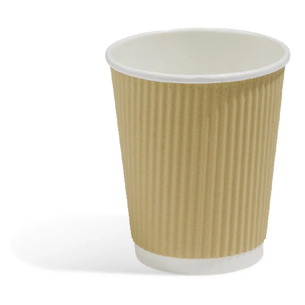 Gobelet cartonné extérieur cannelé beige et blanc 20 cl x10