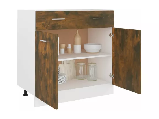Armoire de plancher à tiroir Chêne fumé 80x46x81,5 cm