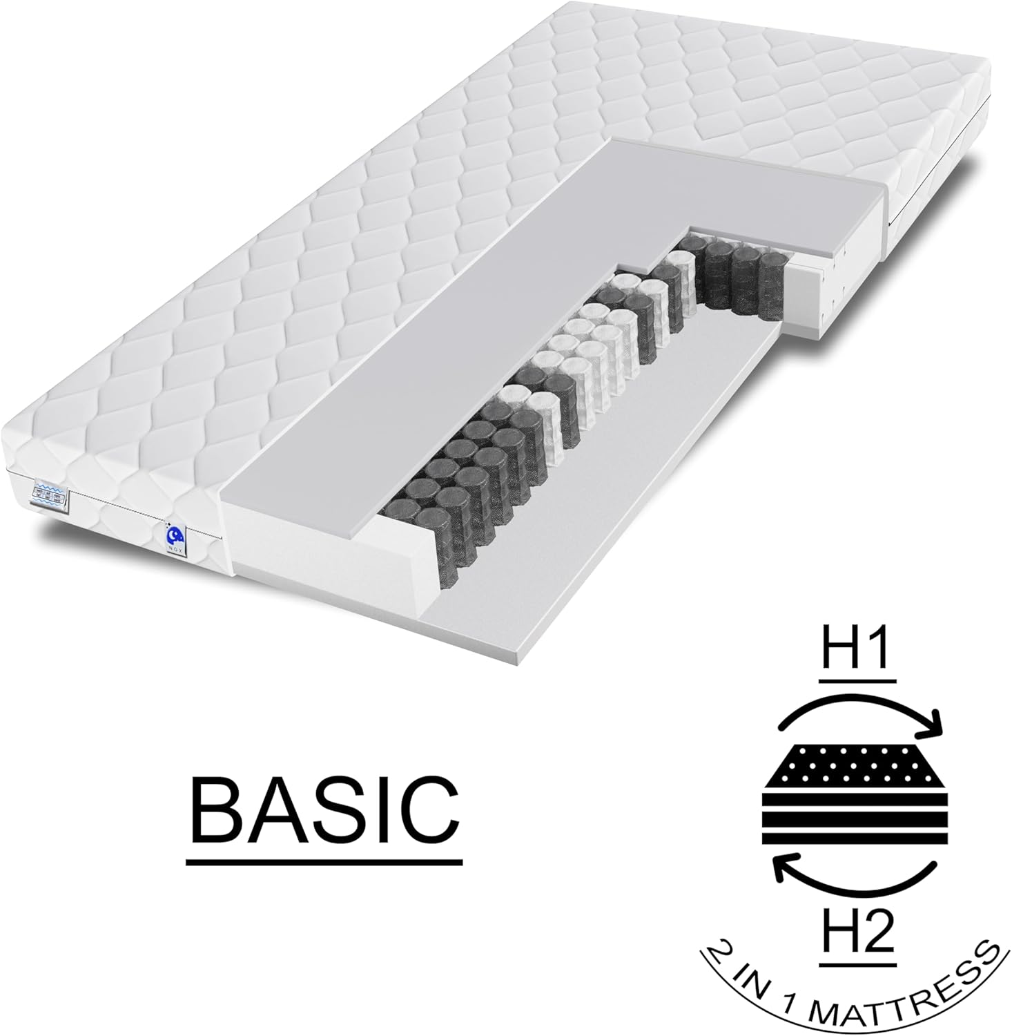 TULENA NOX Taschenfederkern Matratze 140x200 Federkernmatratze H1 + H2 Basic 18cm hoch Probeschlafen Rollmatratze Wendematratze