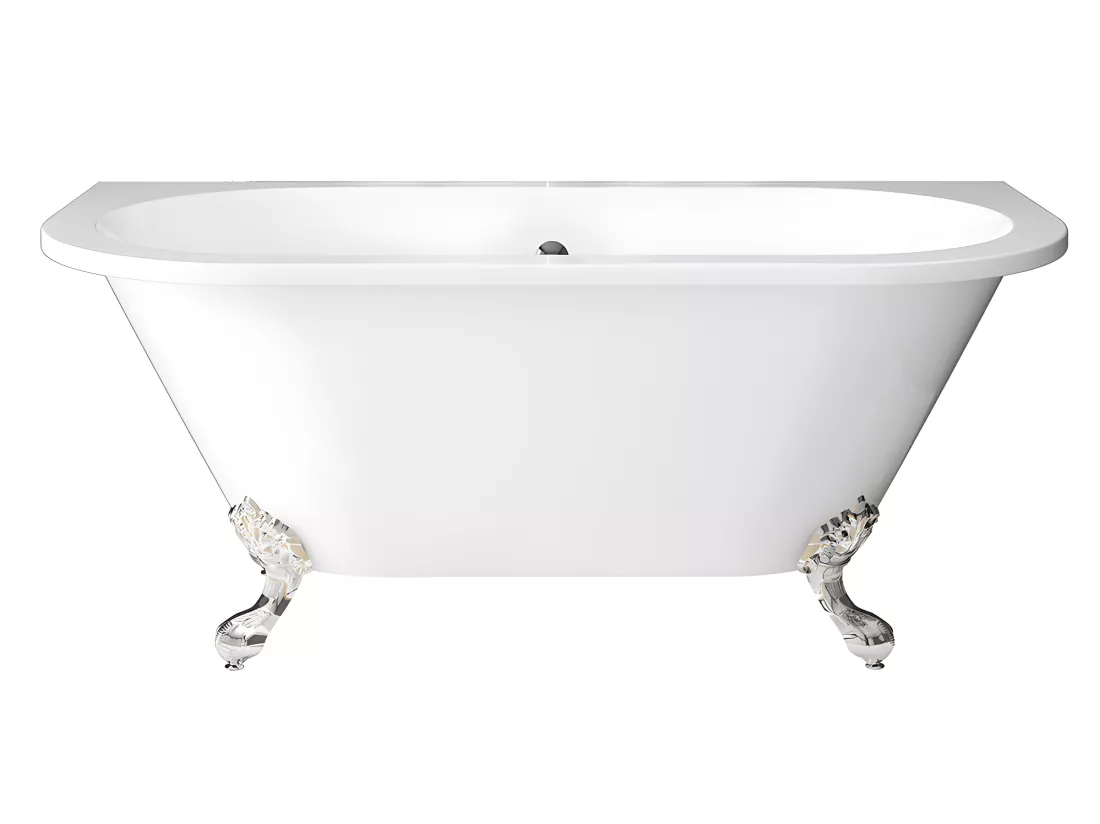 Baignoire semi-îlot retro avec pieds - 154 L - 150 x 74 x 61 cm - Blanche - Acrylique - SPARUS
