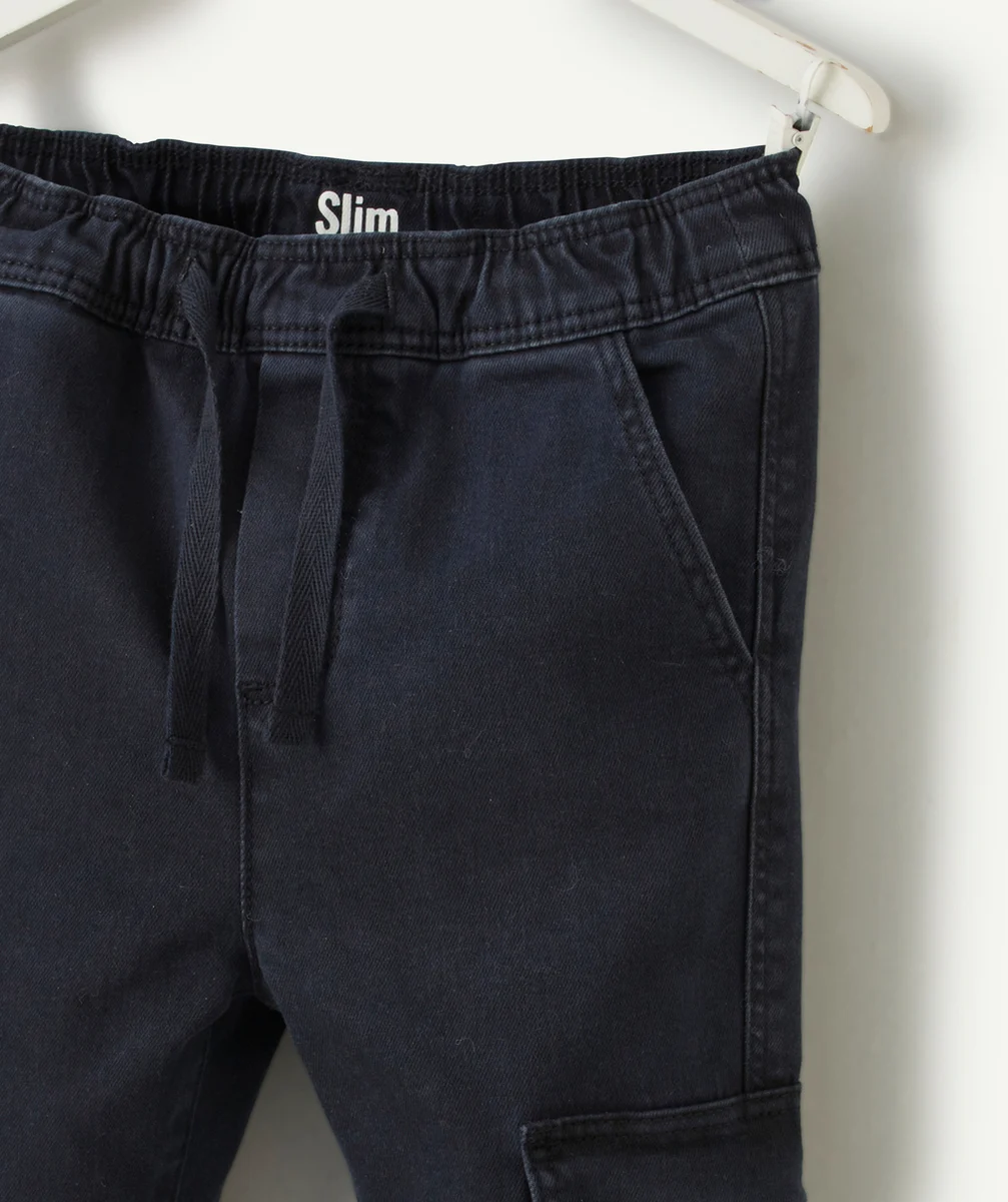 PANTALON SLIM CARGO GARÇON BLEU MARINE