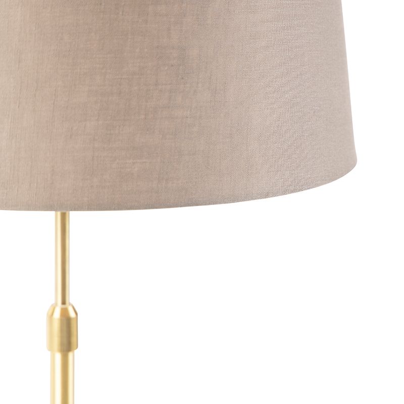 Tafellamp goud/messing met linnen kap taupe 35 cm - Parte