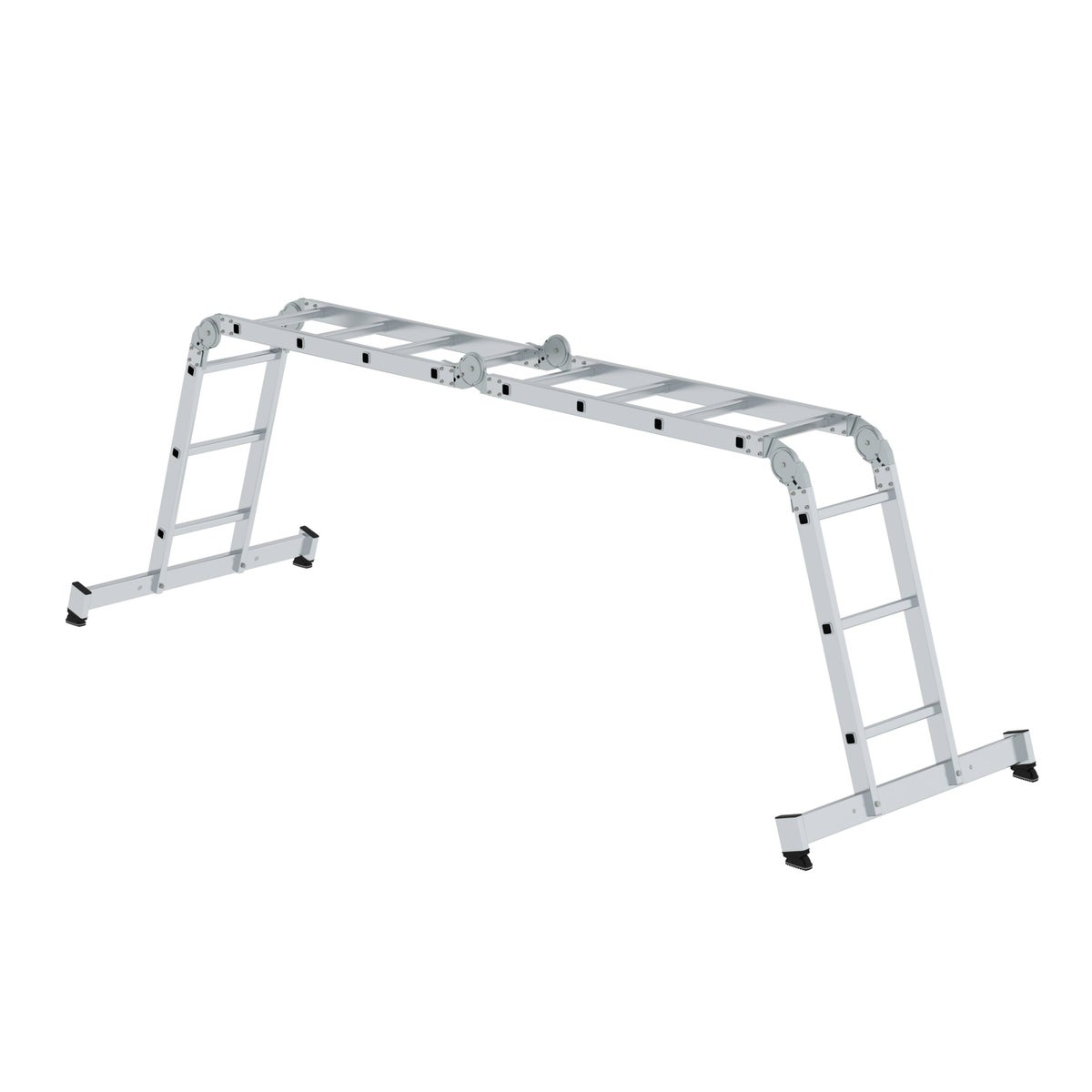 PROREGAL Multifunctionele ladder, 4-delig, met dwarsbalk en houten platform, 2 x 3 en 2 x 4 sporten