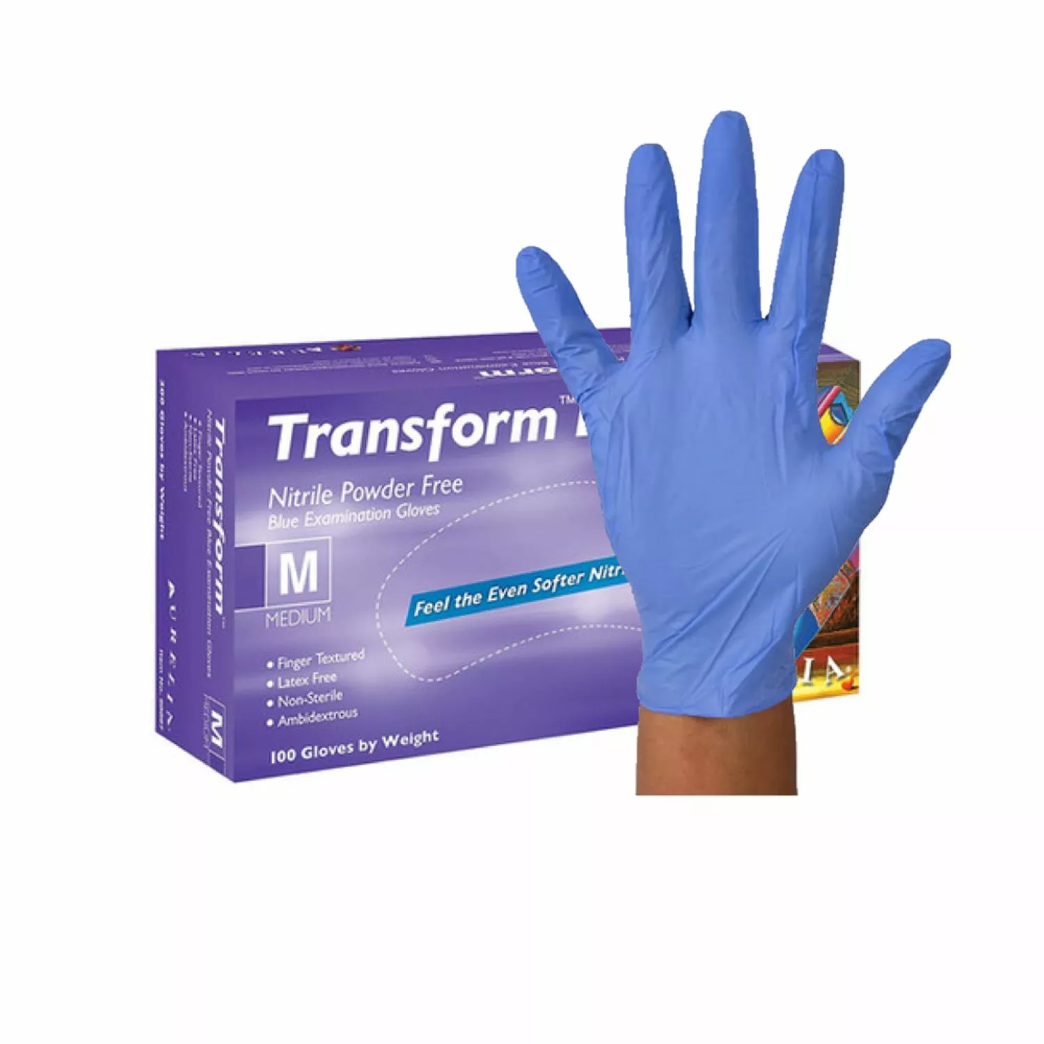 Aurelia 100-252-007 Transform Werkhandschoen 100st - Nitril - Poedervrij - Blauw - Maat 8/M