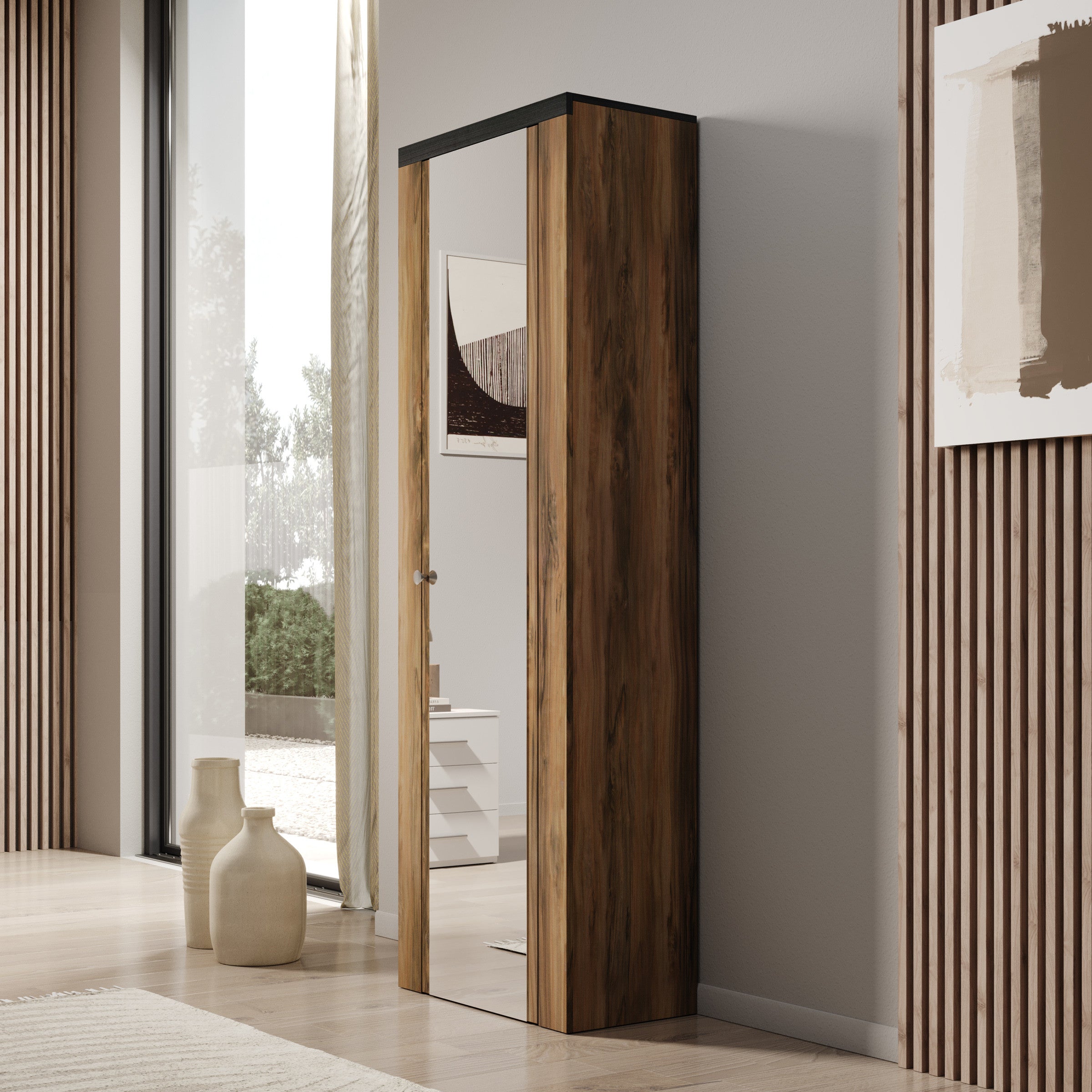 Linford - Schoenenkast 7 vakken - Donker eiken - 65x34x190 cm