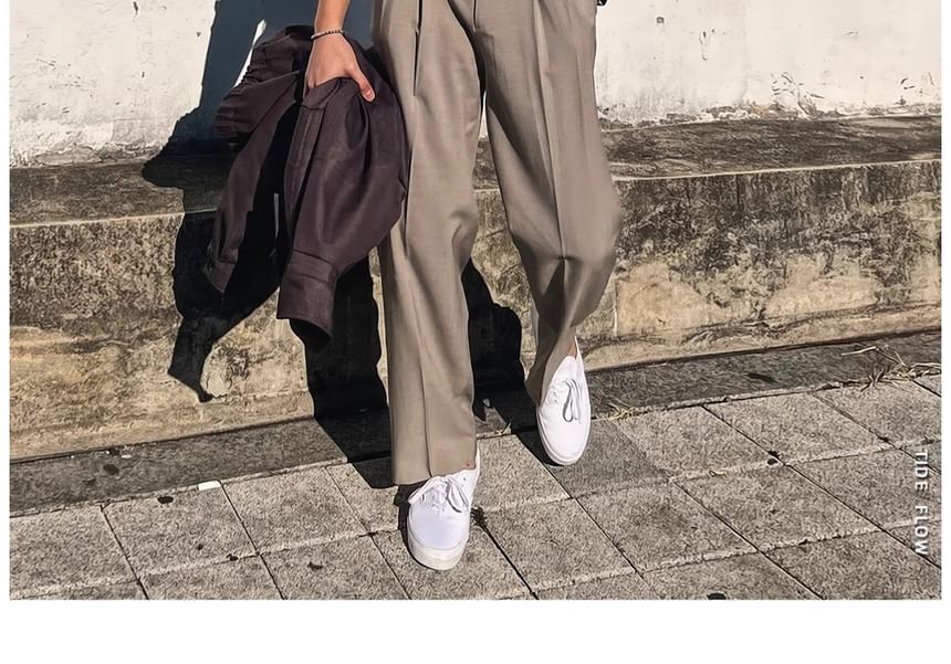 Capbrew - Hoge taille effen rechte broek