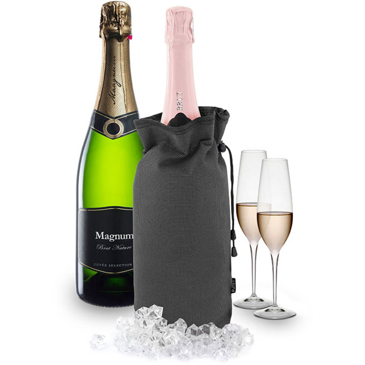 Champagnekjøler  til magnumflasker, grå