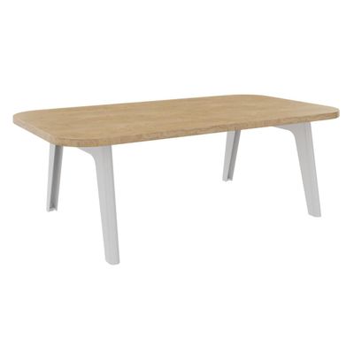 Table basse ILO - L114xP67xH39 cm - pieds blanc - finition chêne clair