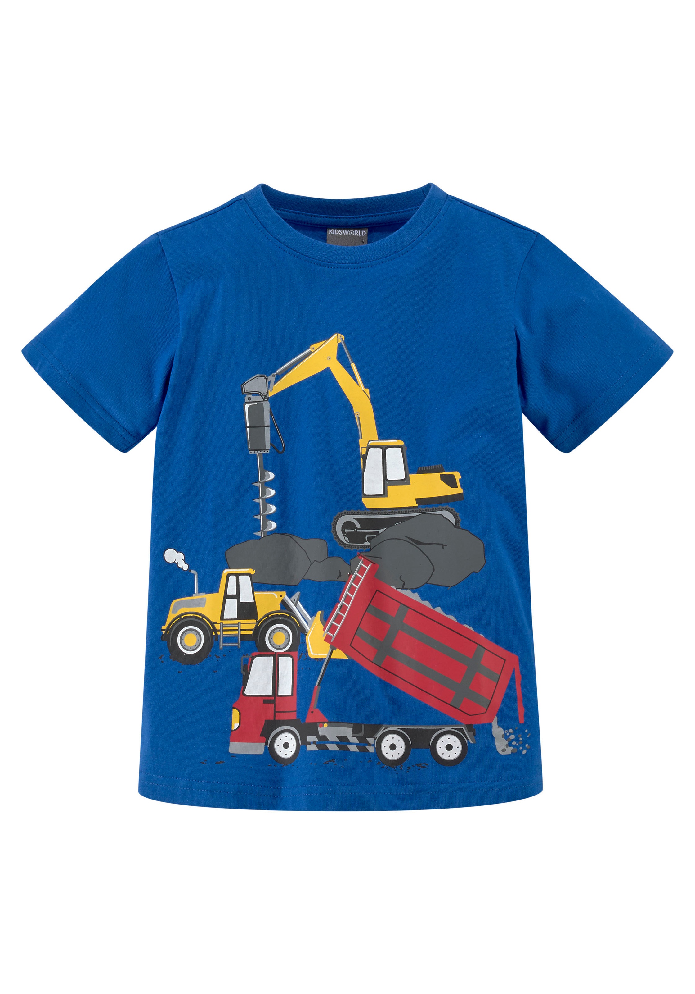 KIDSWORLD T-Shirt »mit coolen BAUMASCHINEN Print«, Kurzarm,  Basic-Passform,  bedruckt,  Rundhalsausschnitt
