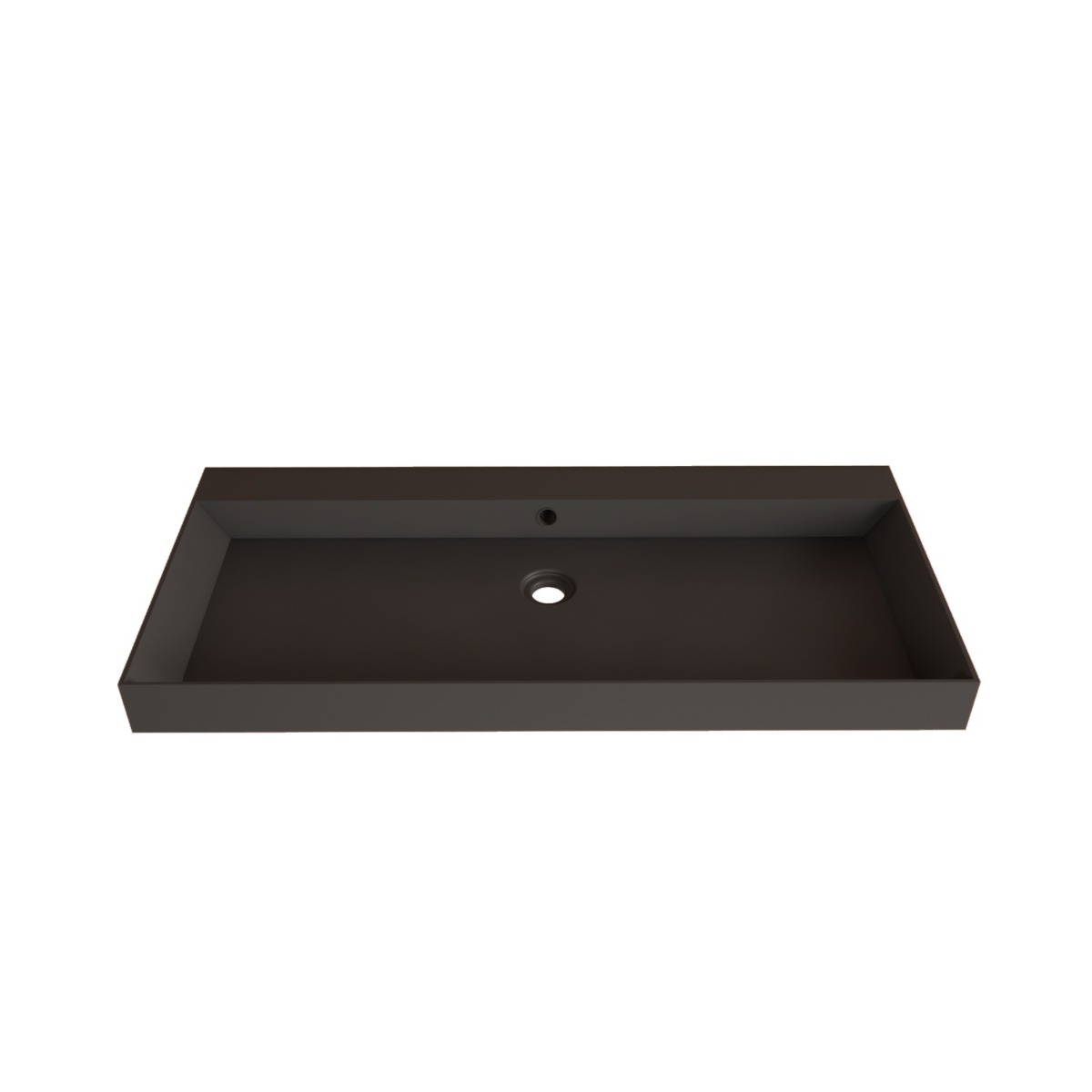 Fontana Kolo wastafelmeubel kasteel bruin 100cm zwarte wastafel 2 kraangaten met ronde spiegel
