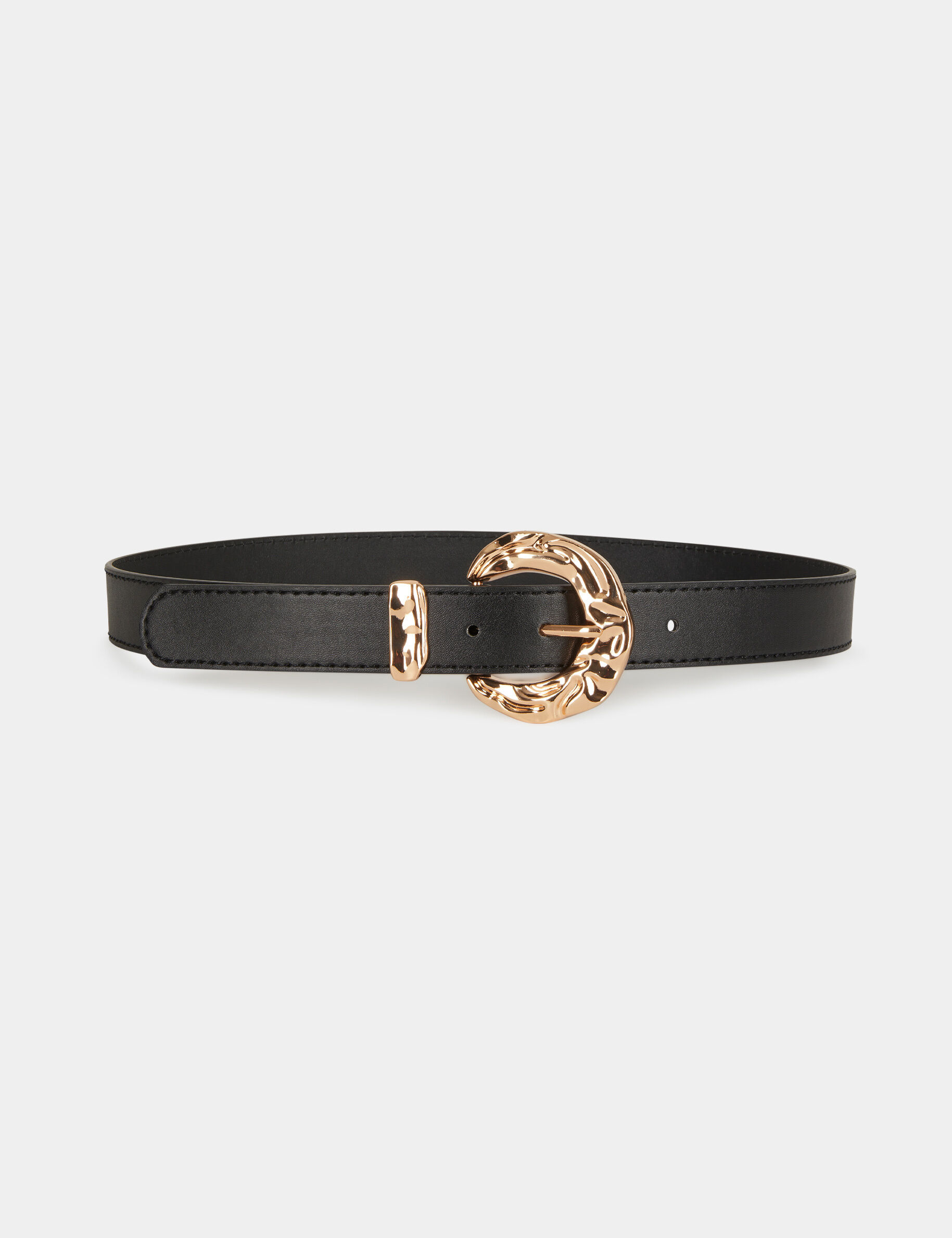 Ceinture avec boucle martelée noir femme - noir