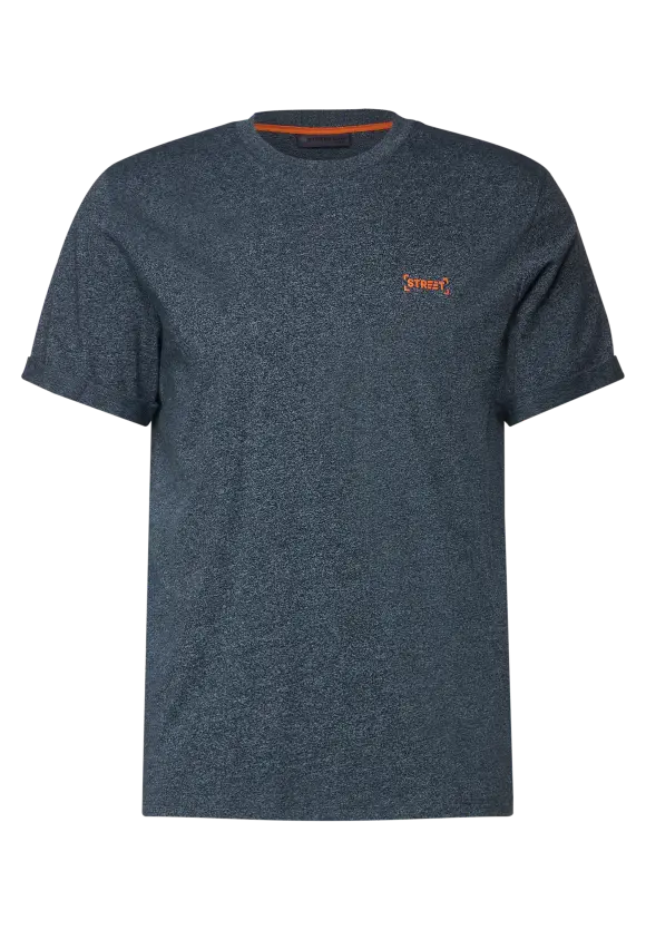 T-Shirt mit Turn-Up - dark night blue melange