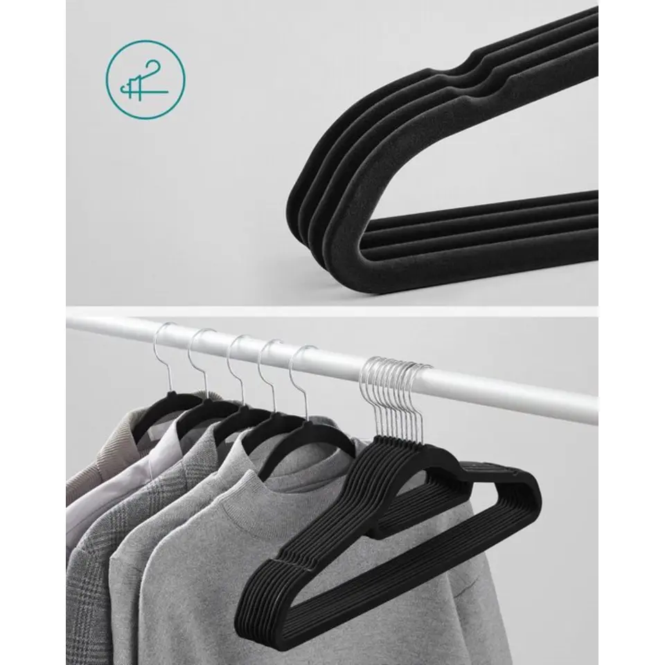 O'DADDY Fluwelen Kledinghangers - 20 Stuks - Antislip - Zwart