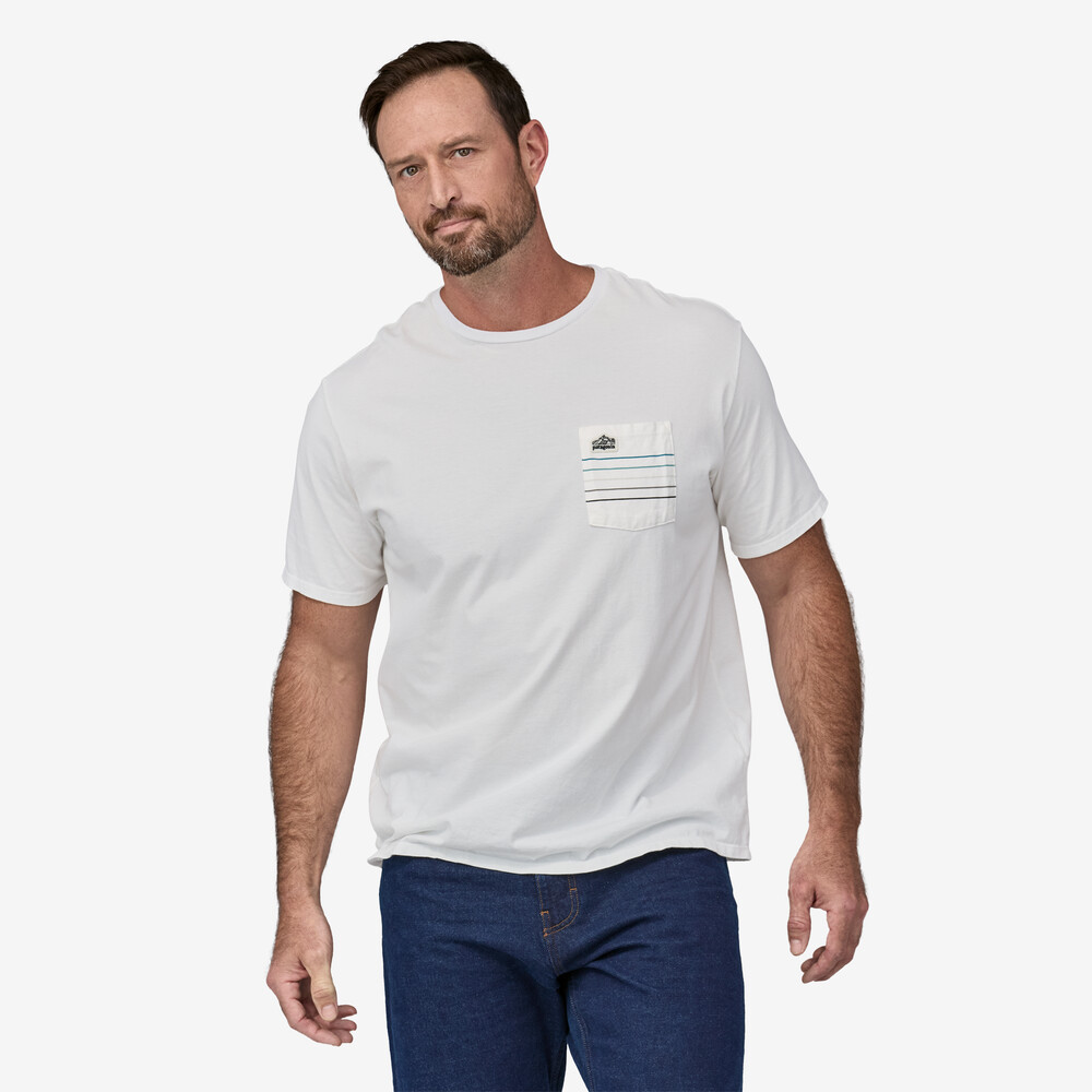 Herren-T-Shirt mit Logo, Streifen und Bio-Tasche
