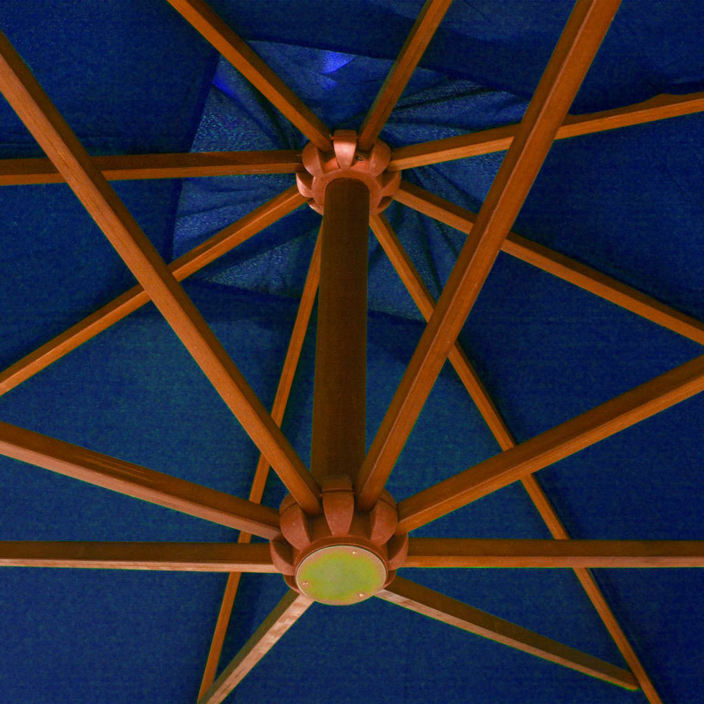 Parasol suspendu avec mât bleu azuré 3 x 3 m bois de sapin massif
