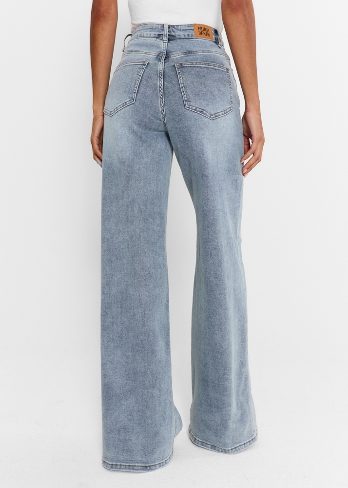 Wide leg stretch jeans sea blauw