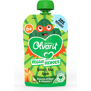 Olvarit 6+ Maanden Knijpfruit Spinazie, Kiwi, Appel 100 g