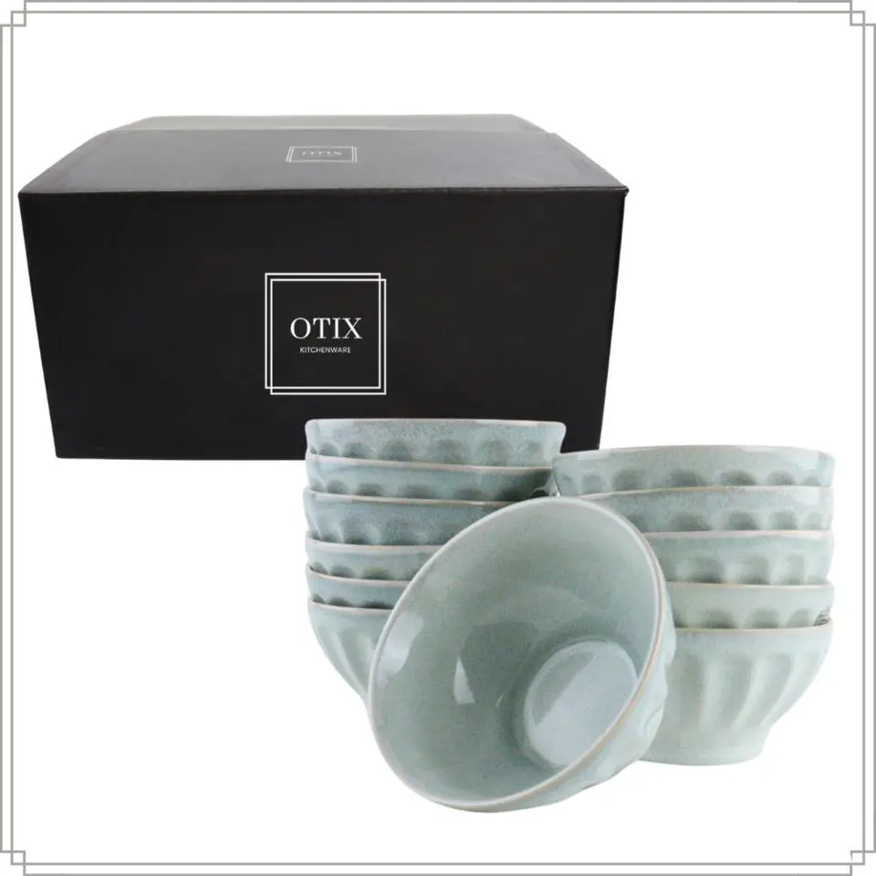 OTIX Soepkommen Zonder Oor Set van 12 Schaaltjes 560ml Licht Blauw ELM