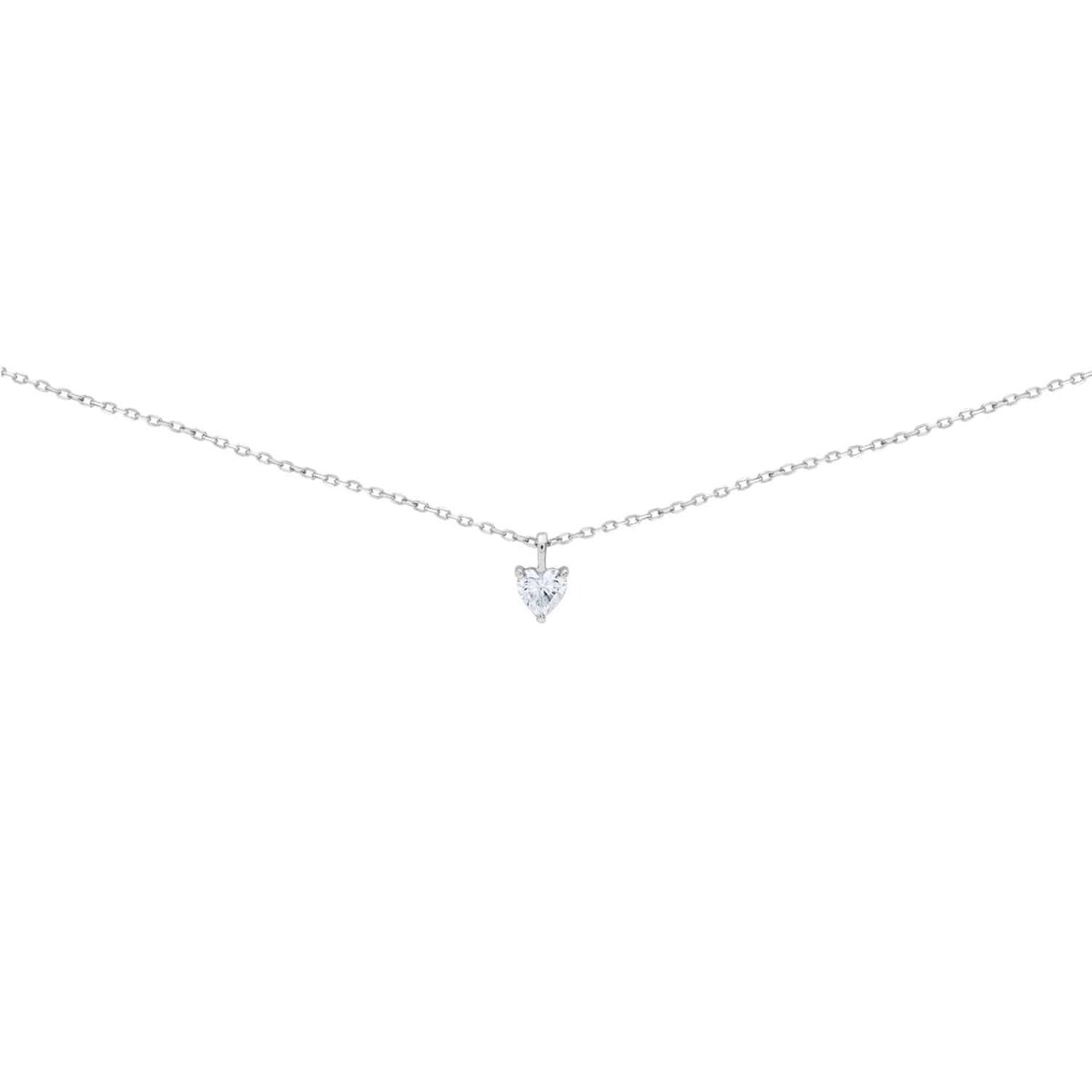 Collier Brillaxis or blanc 18 carats coeur oxyde