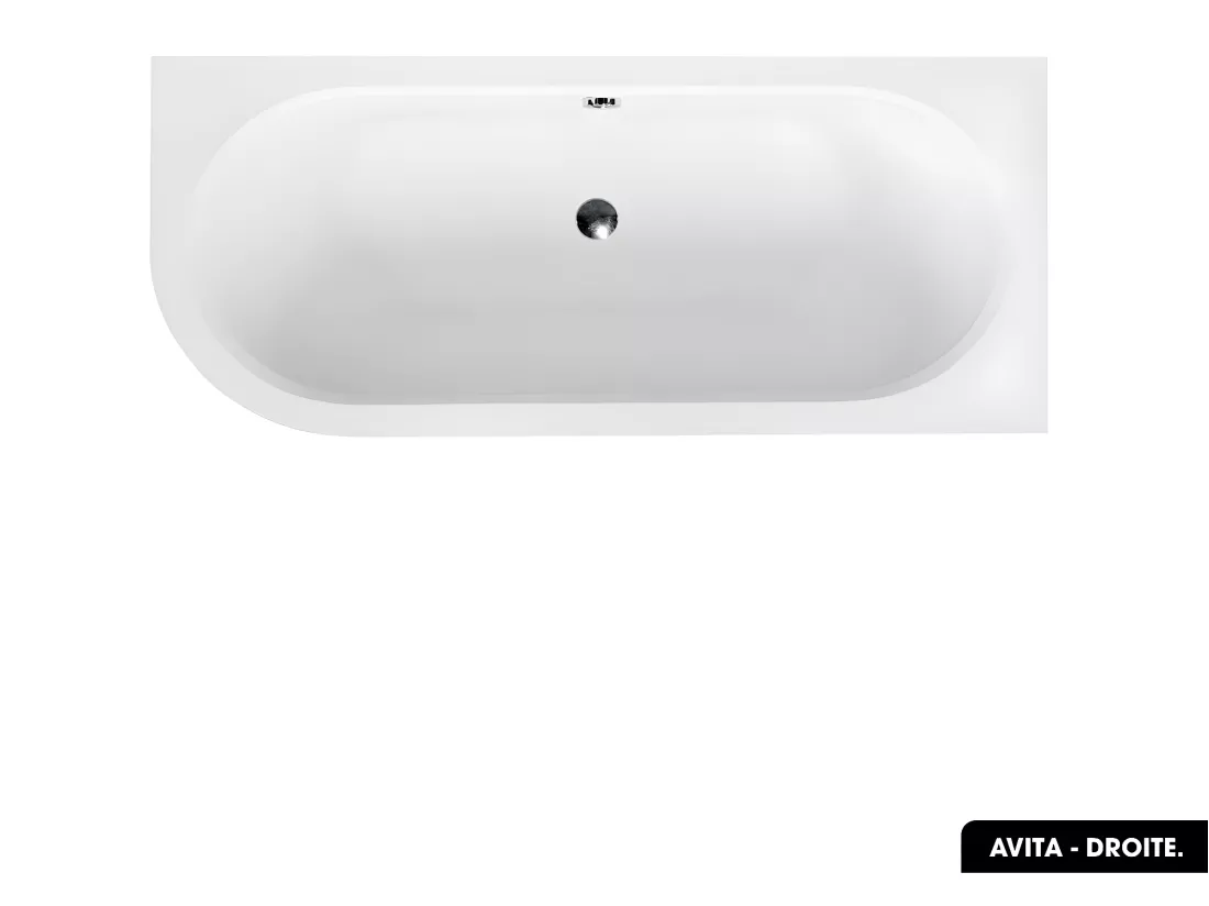 Baignoire d'angle - avec tablier noir Mat et repose tête offert | AVITA | 170 x 75 cm - Droite