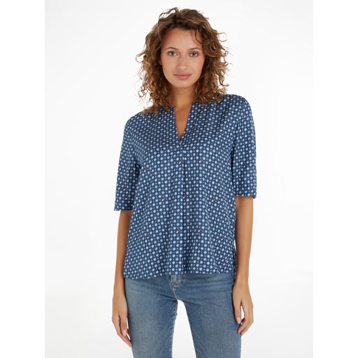 Tommy Hilfiger Foulard Bluse, Heritage Foulard/Fossil Blue, 42