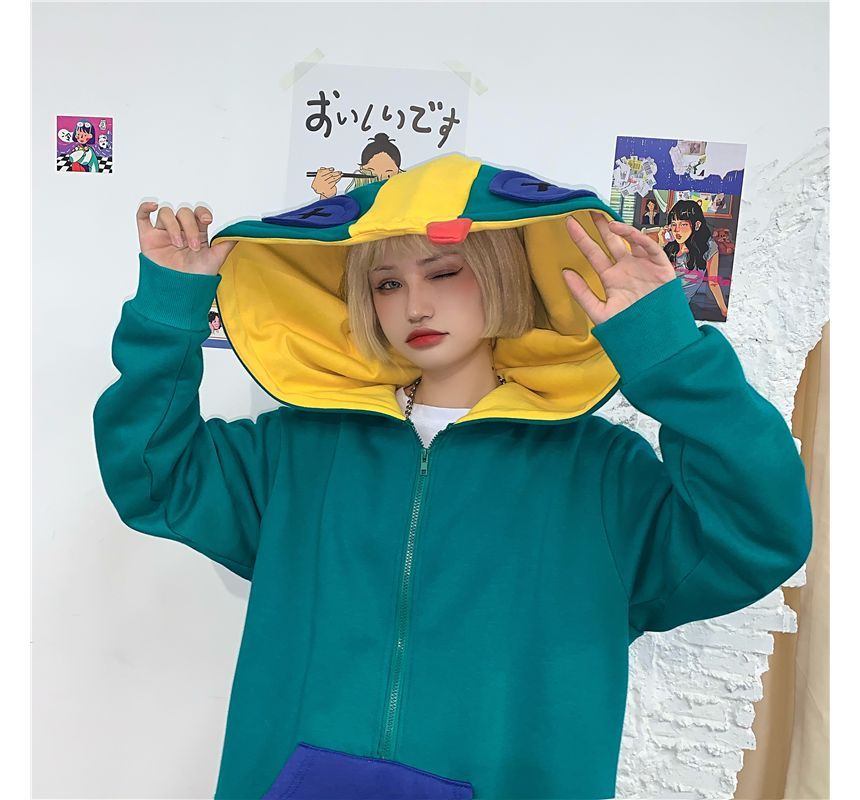 Shineon Studio - Color Block Chameleon Half-Zip Hoodie
