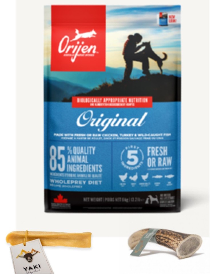Orijen - 1x 11,4kg Original + 1x taki gevir 18 cm + 1x yaki 100-109gr