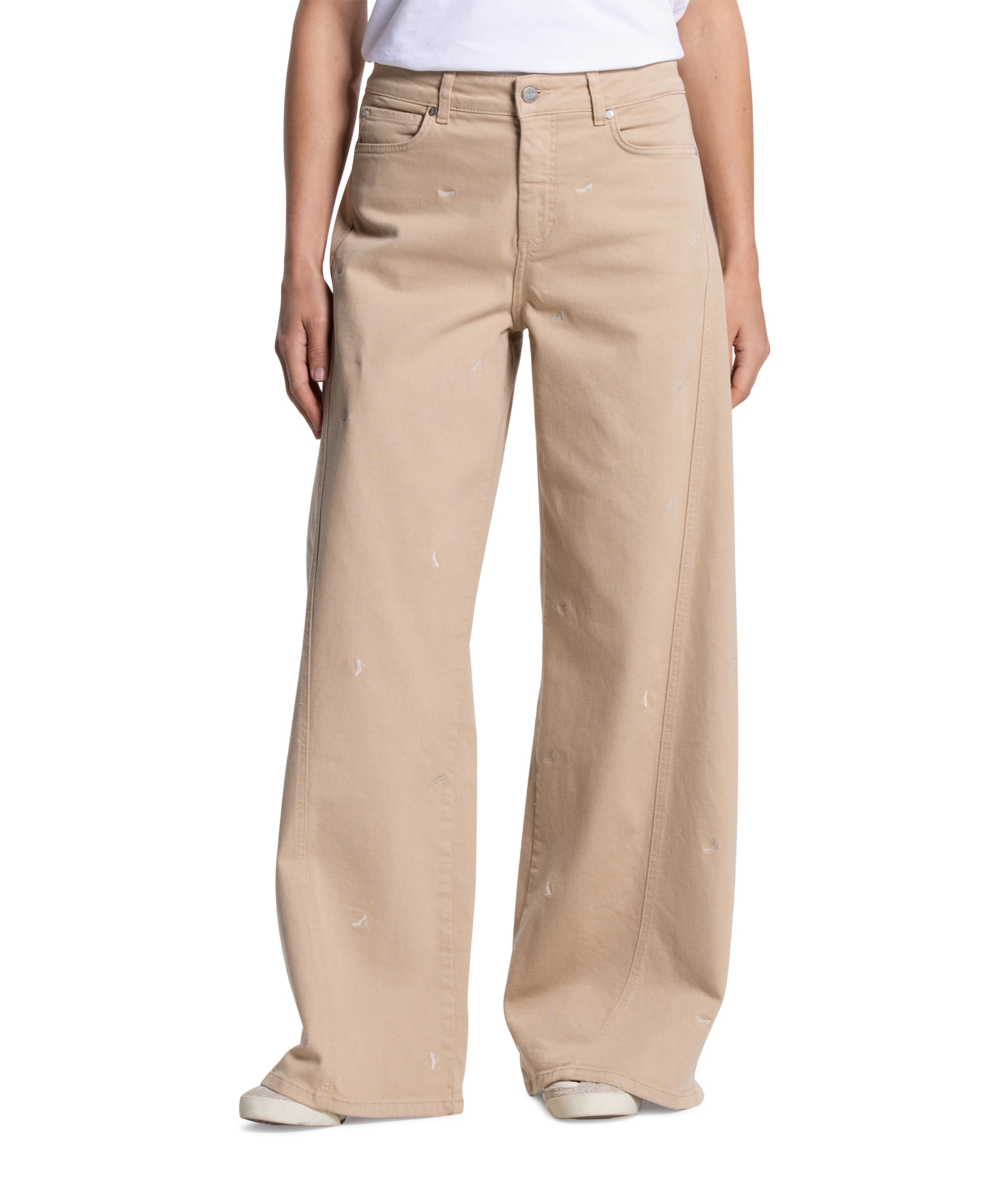 JANSEN Amsterdam ISABEAU SD 457 long extra wide heels embroidered dames jeans beige