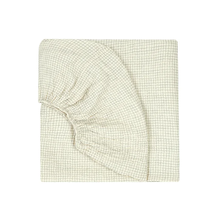 Nobodinoz - Wabi Sabi Spannbettlaken, 70 x 140 x 15 cm, blue grid