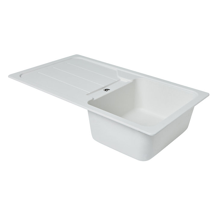 Évier en composite de quartz blanc 1 bac à encastrer Arber