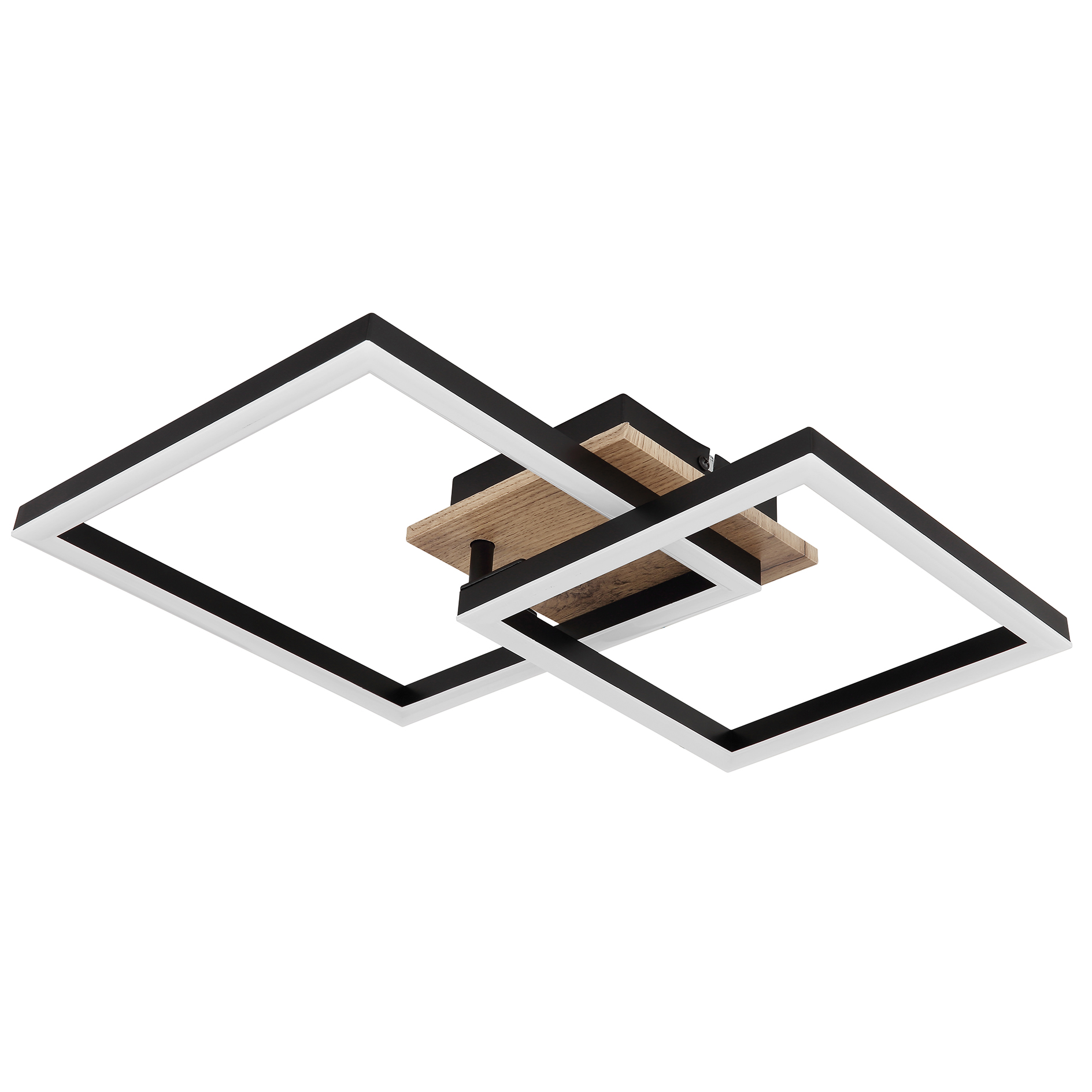 LED-Deckenleuchte - schwarz-Holzoptik-opal - 18 Watt